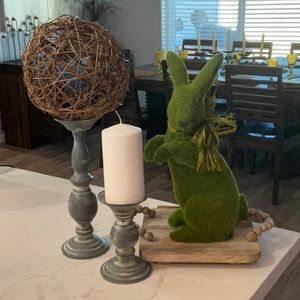 Moss Bunny and two candle holders bundle